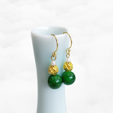 Gold Lotus Jadeite Earrings